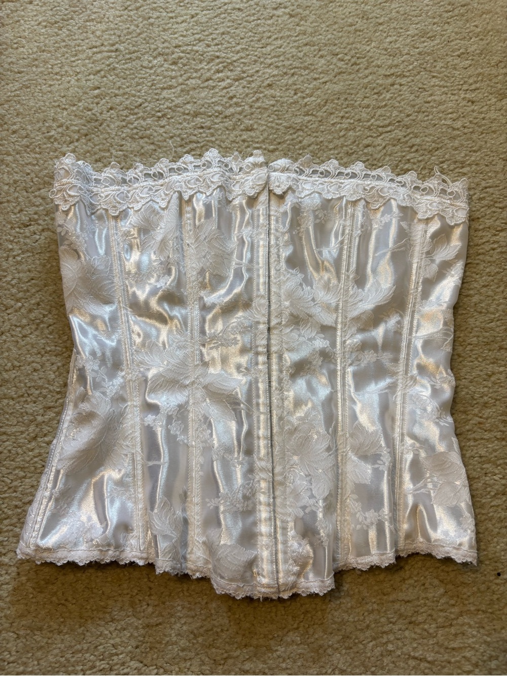 Frederick's of Hollywood White Satin Lace Corset Bustier